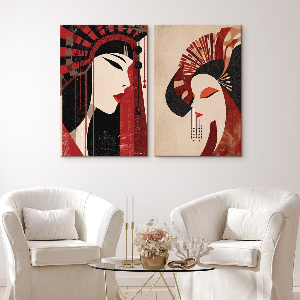 Rot-schwarze Frauenprofile — Interieur 1