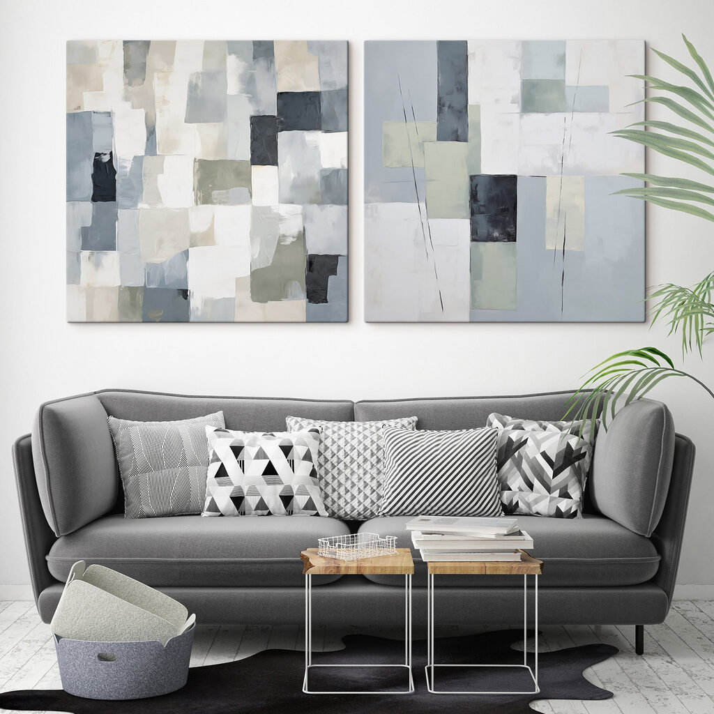 Ein Rhythmus aus Farbflächen in einem Interieur