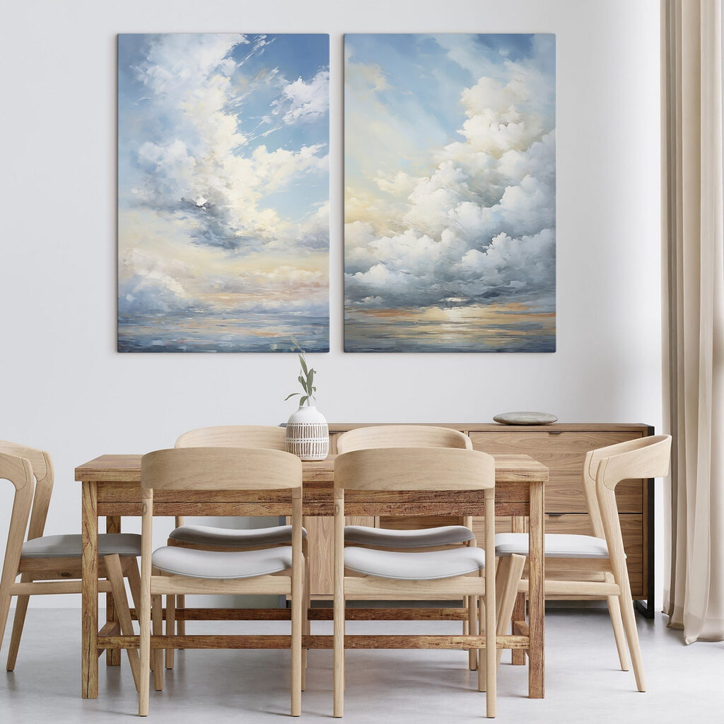 Ein Himmel voller Wolken in einem Interieur