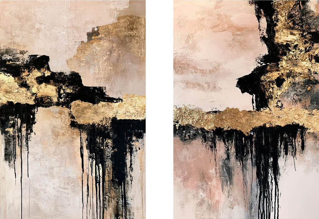 Schwarz-goldene Abstraktion — ganzes Design