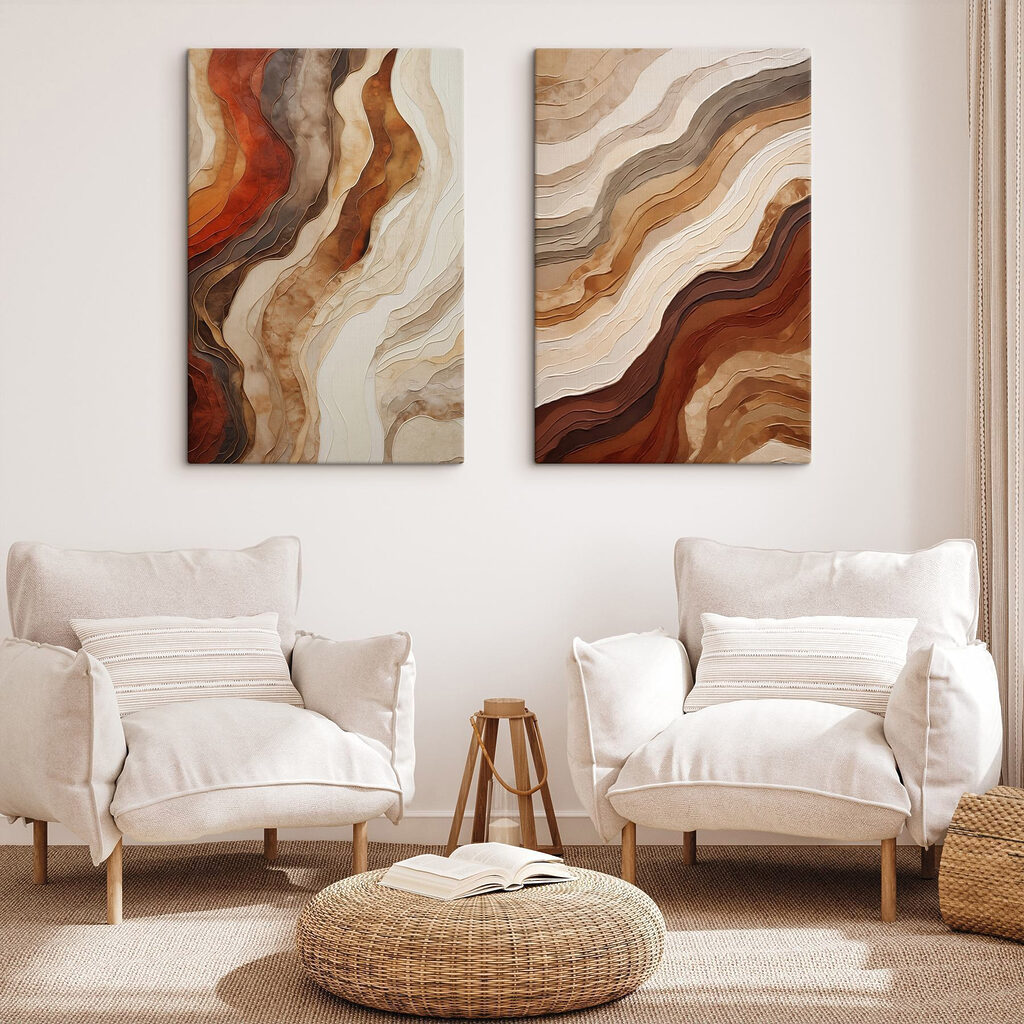 Landschaft aus wogenden Schichten in einem Interieur