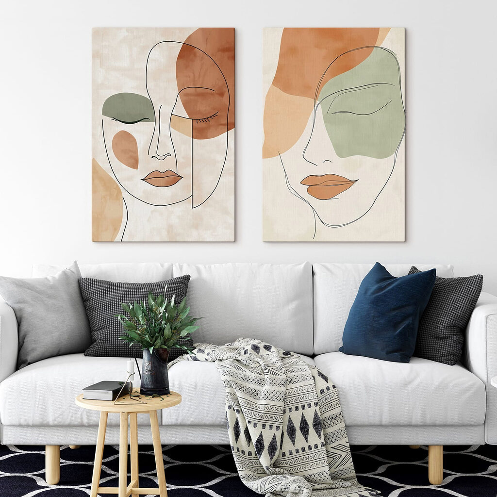Sanfte Linien, geschlossene Augen in einem Interieur
