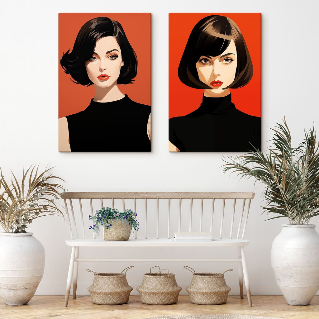 Zwei Frauen mit Bob in einem Interieur