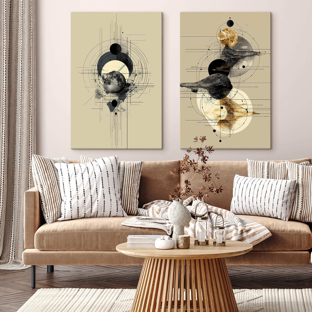 Kreise an feinen Achsen in einem Interieur