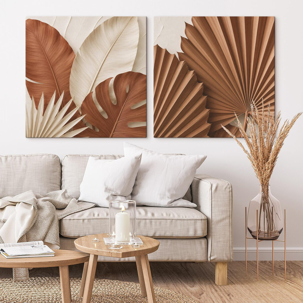 Blätter in Terrakottatönen in einem Interieur