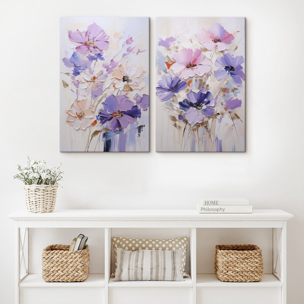 Lockerer Strauß in Lila in einem Interieur
