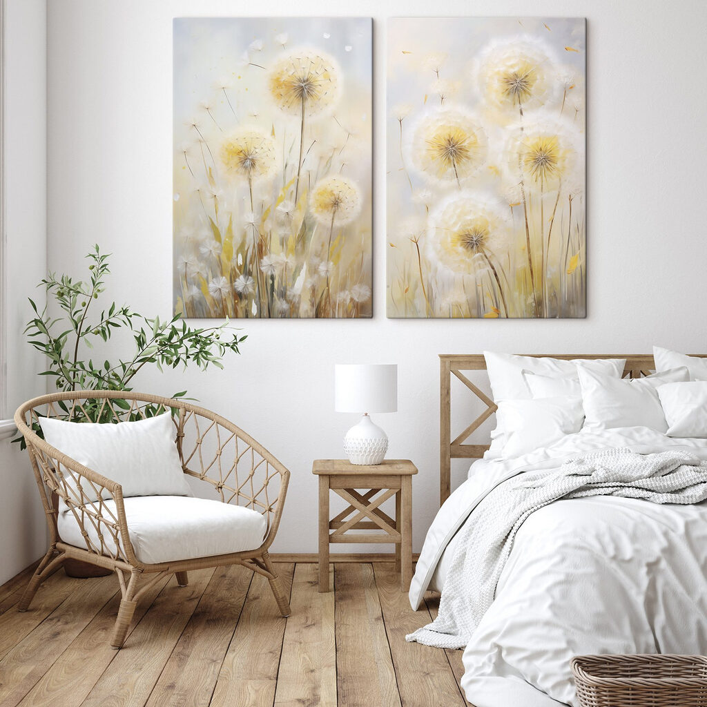 Pusteblumen in sanftem Licht in einem Interieur