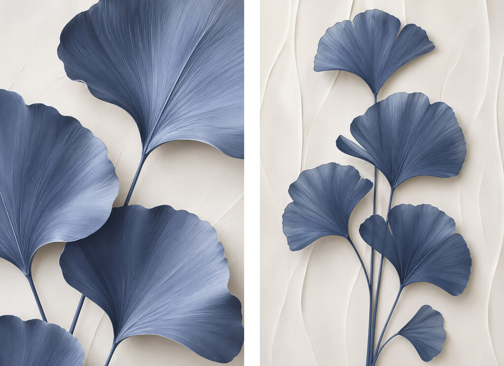 Blaue Fächerblätter — ganzes Design