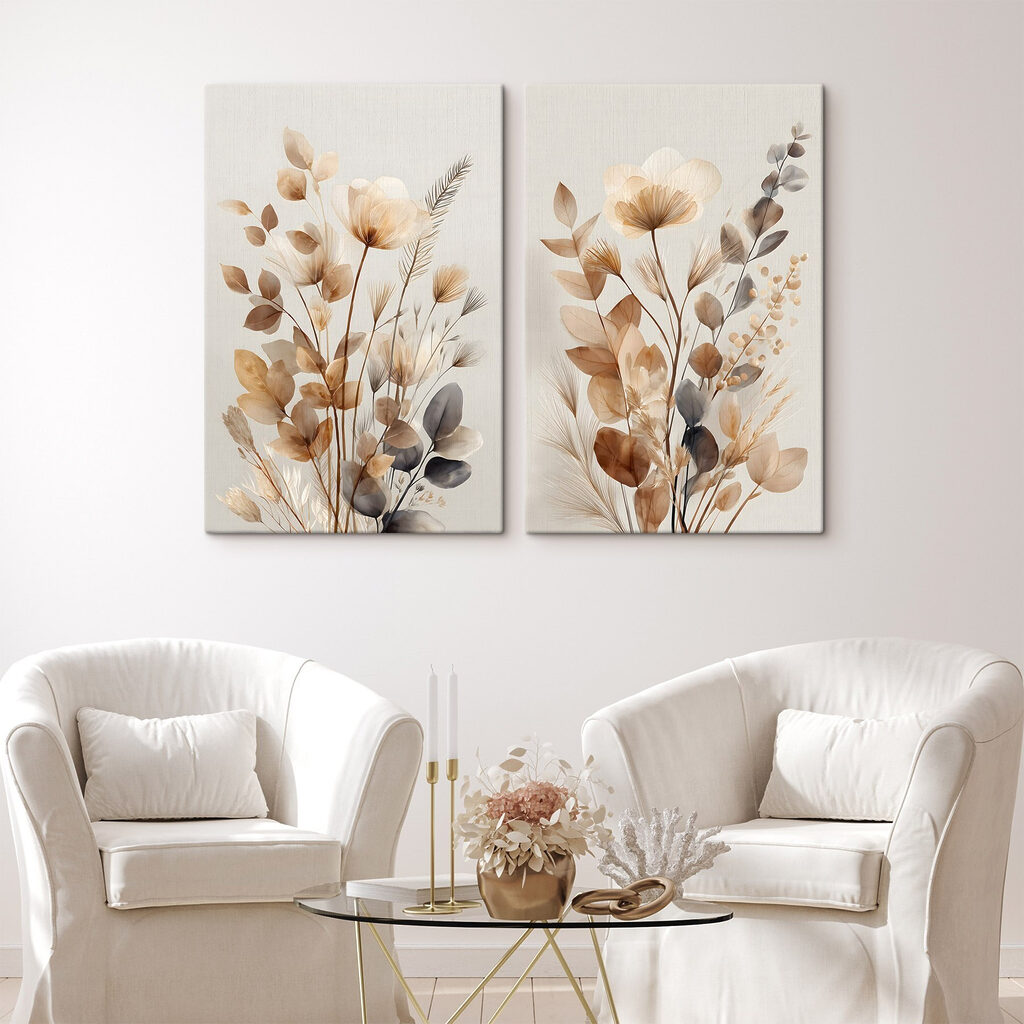 Strauß in Sandfarben in einem Interieur