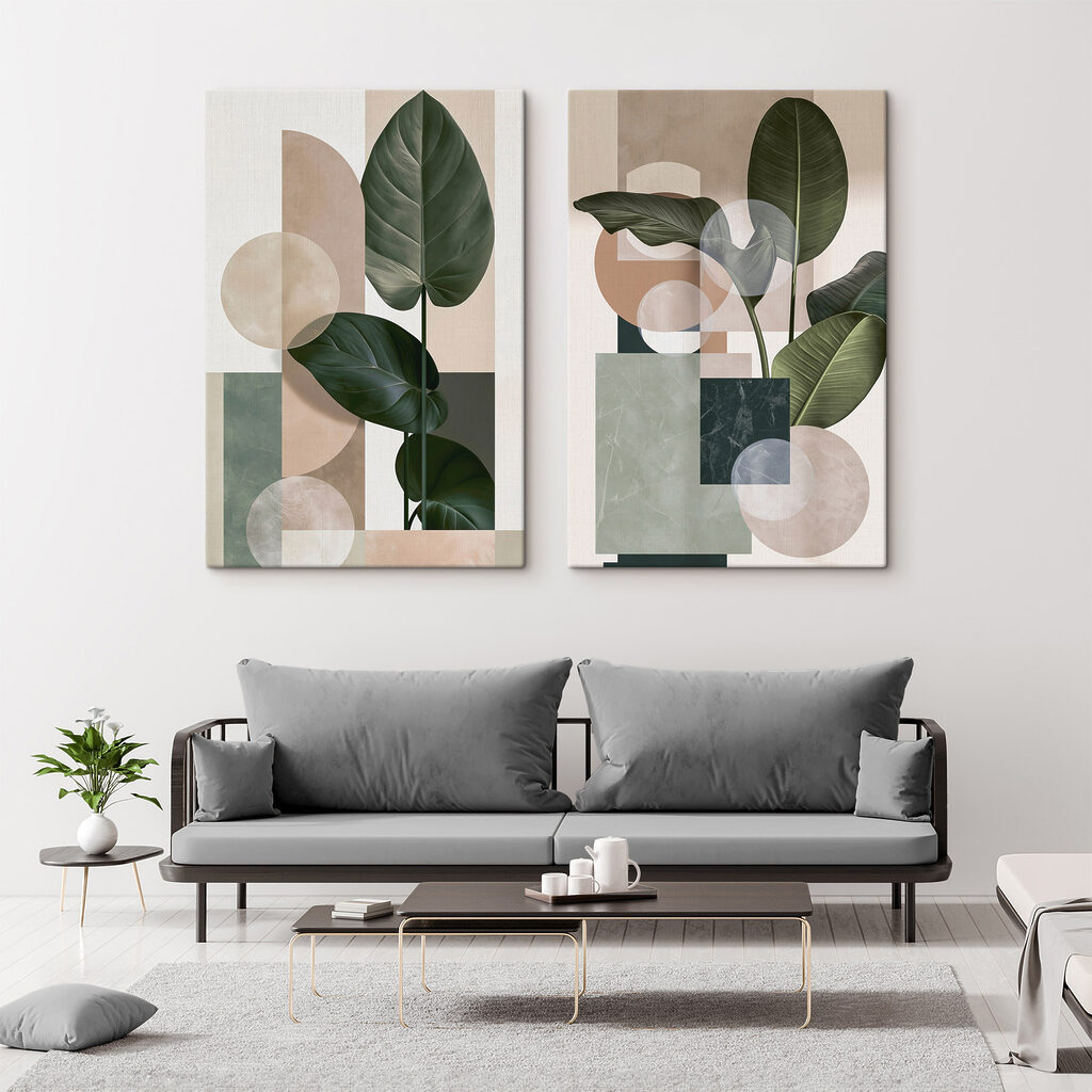 Blatt in geometrischem Licht in einem Interieur