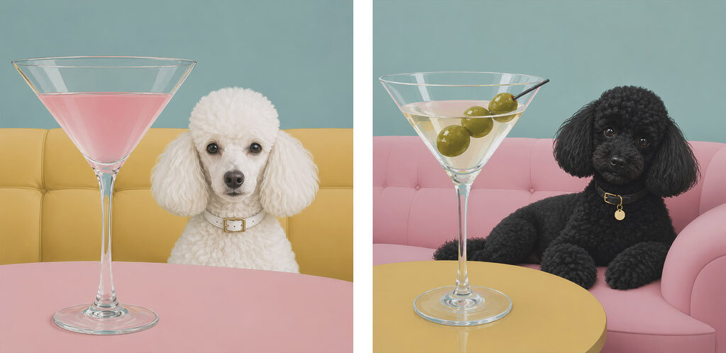 Pudel und Martinis — ganzes Design