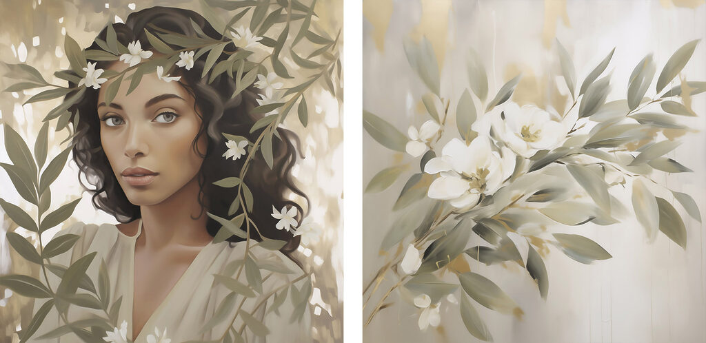 Umgeben von weißen Blüten — ganzes Design