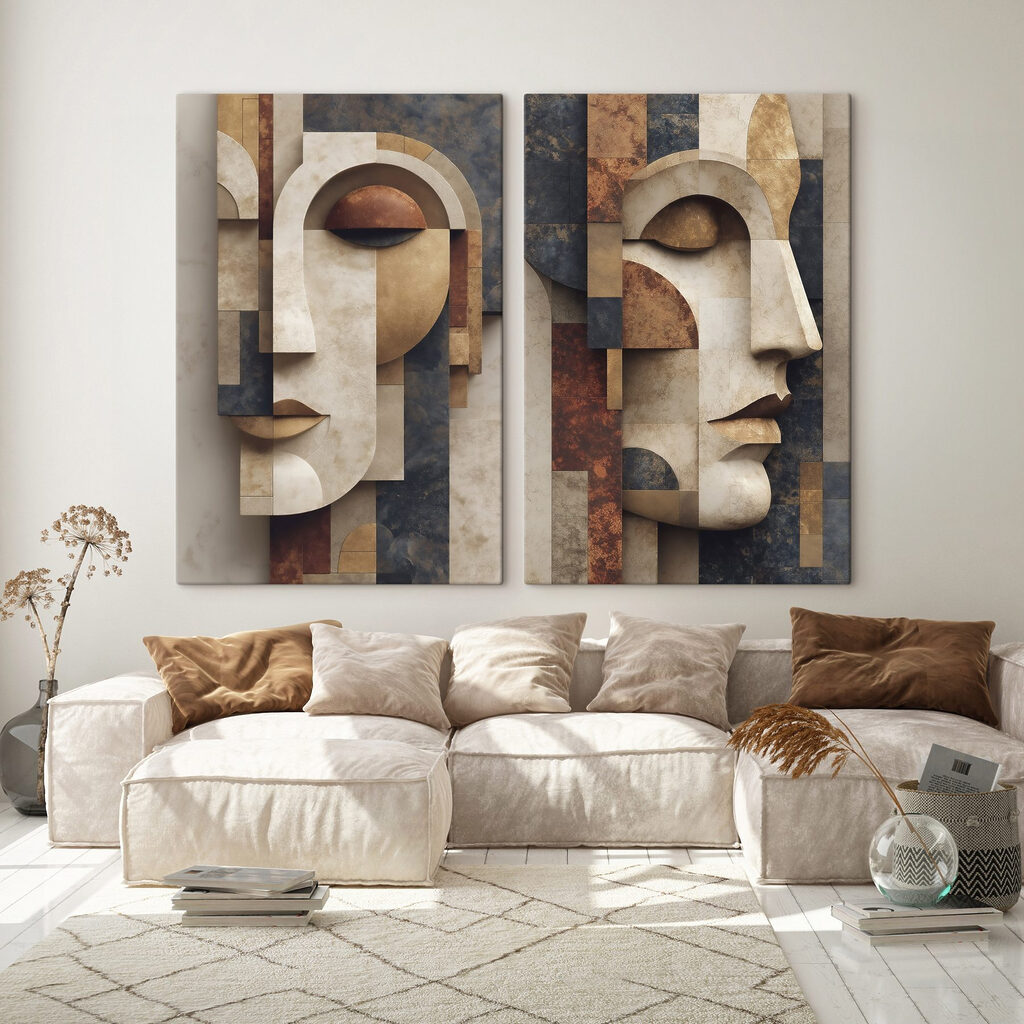 Gesichter wie aus Stein in einem Interieur