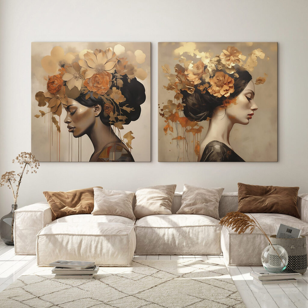 Krone aus Herbstblumen in einem Interieur