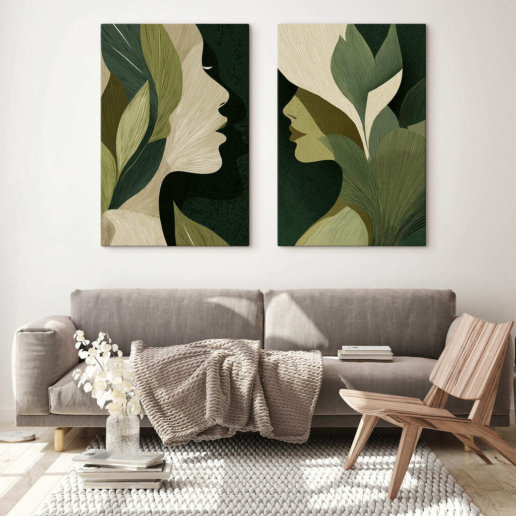 Wo Blätter Gesichter werden in einem Interieur