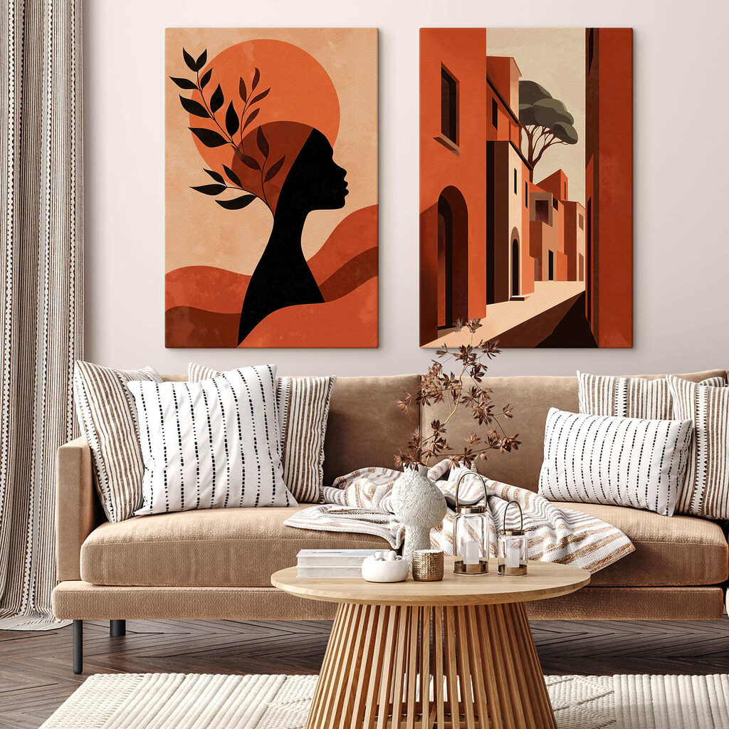 Im orangefarbenen Sonnenlicht in einem Interieur