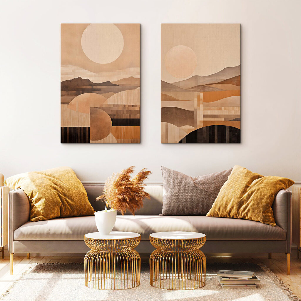 Sonne über Erdschichten in einem Interieur