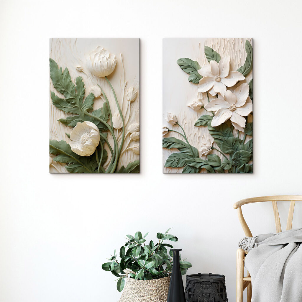 Blüten an grünen Stielen in einem Interieur