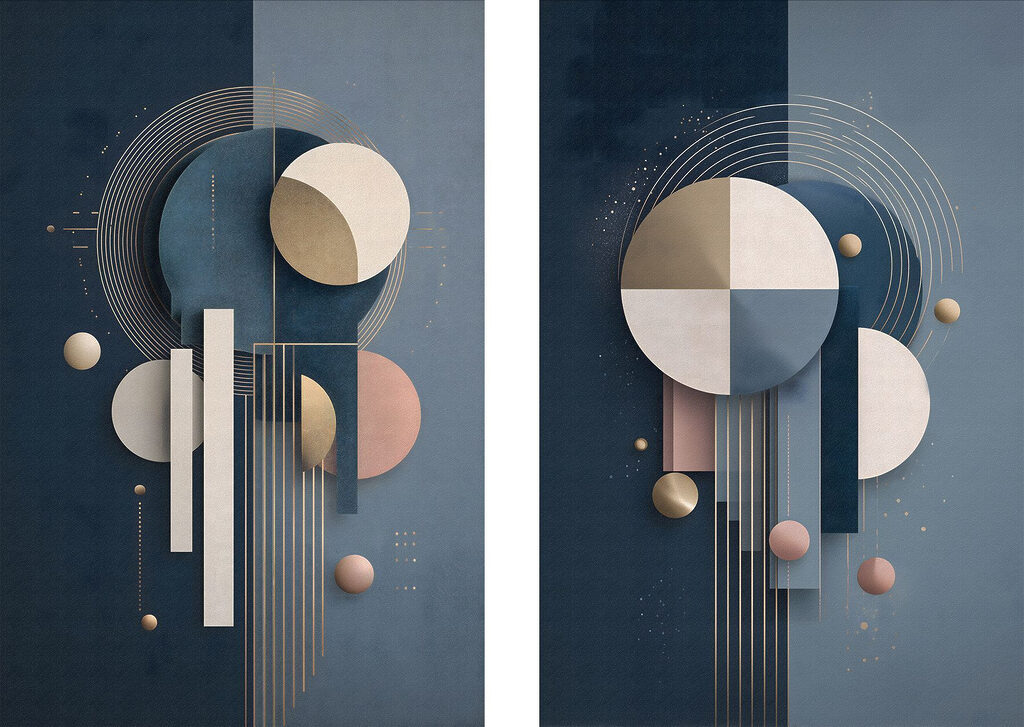 Geometrie in Nachtblau — ganzes Design