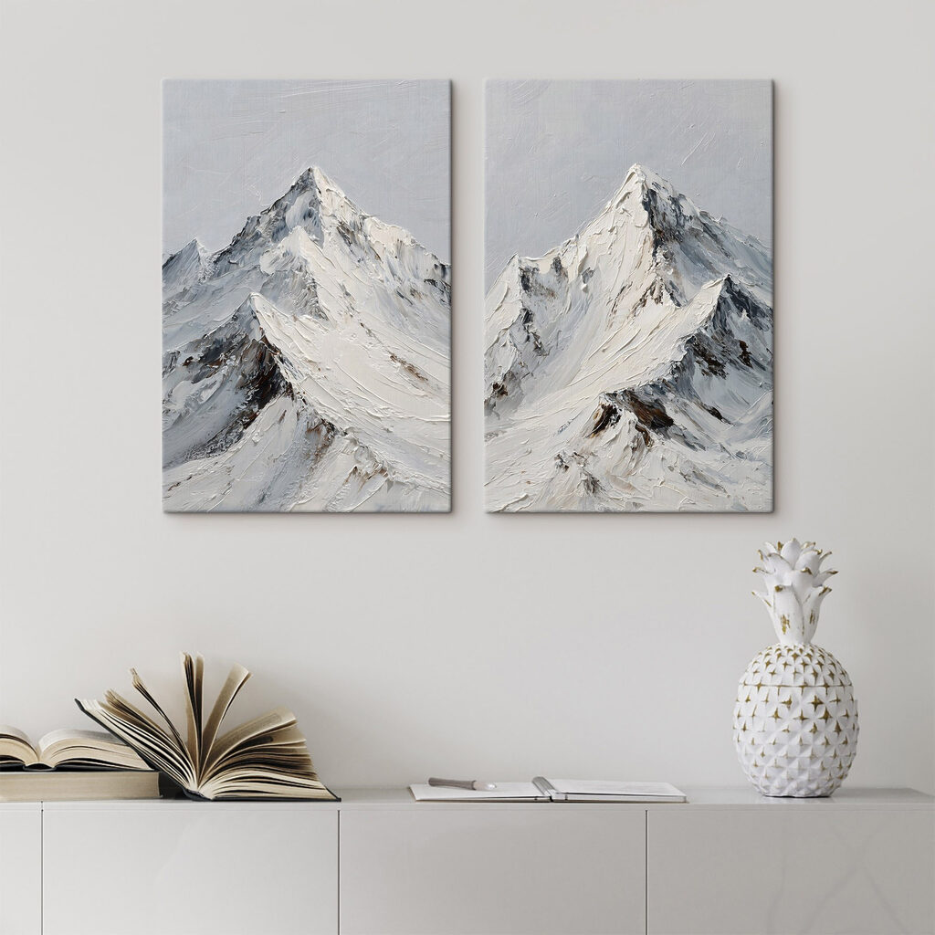 Verschneite Gipfel in einem Interieur