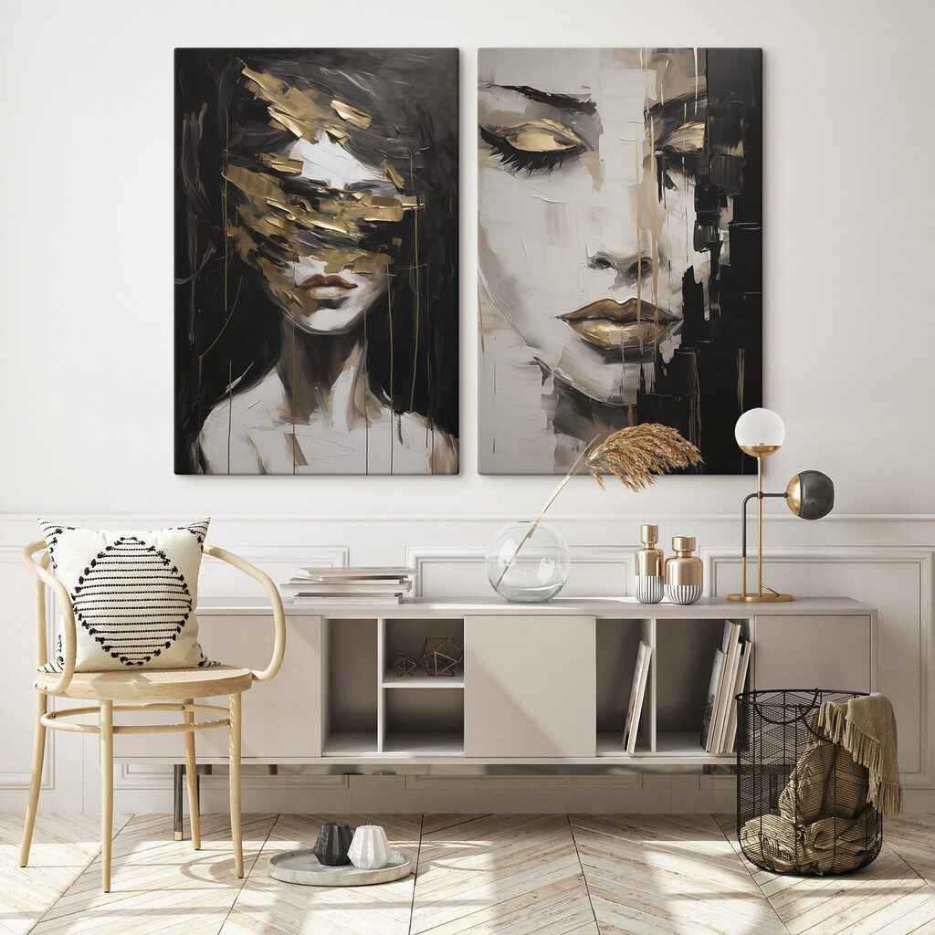 Gold auf geschlossenen Lidern in einem Interieur