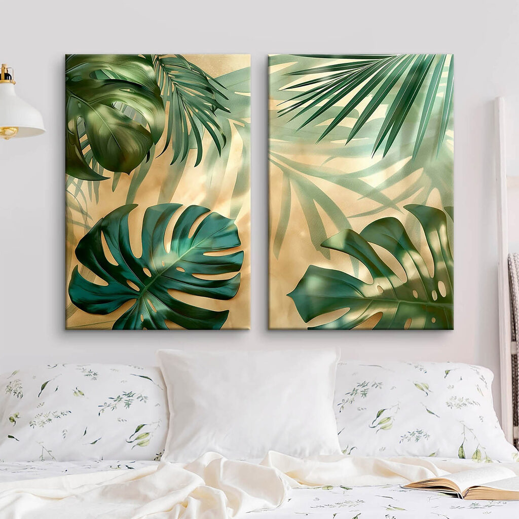 Sonnenlicht durch Tropenblätter in einem Interieur