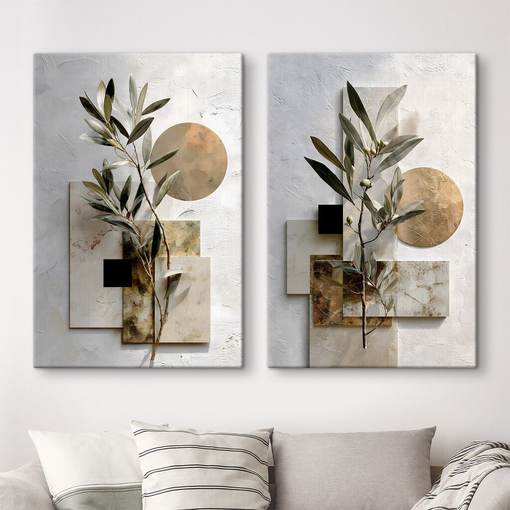 Blatt mit geometrischen Schatten in einem Interieur