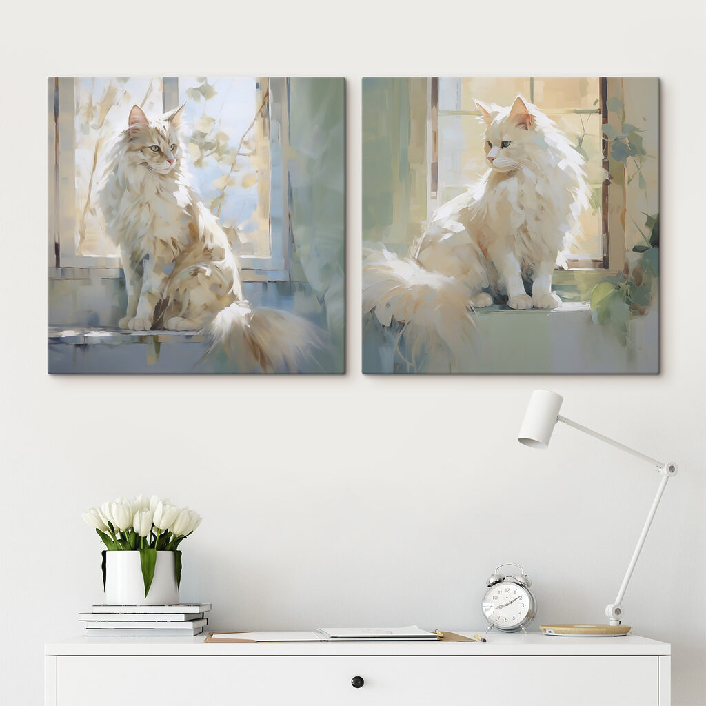 Katze am Fenster in einem Interieur