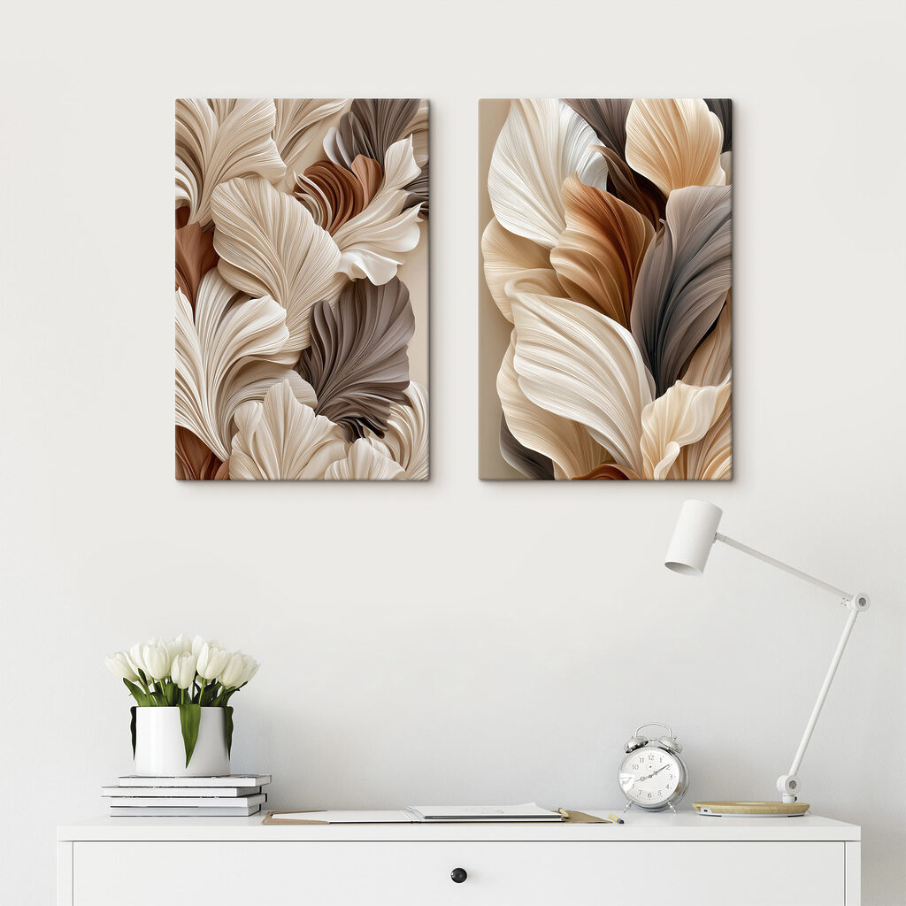 Ein Fächer aus Blattformen in einem Interieur