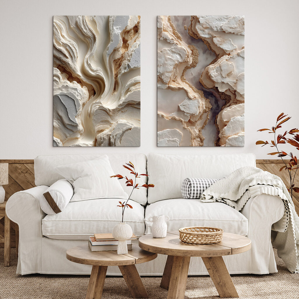 Wellenschichten mit Gold in einem Interieur