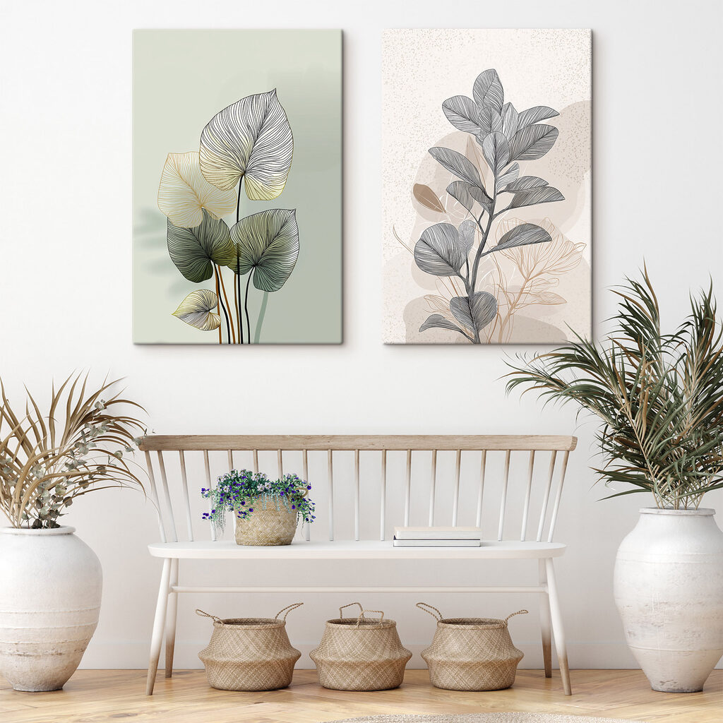 Blattadern in feinen Linien in einem Interieur