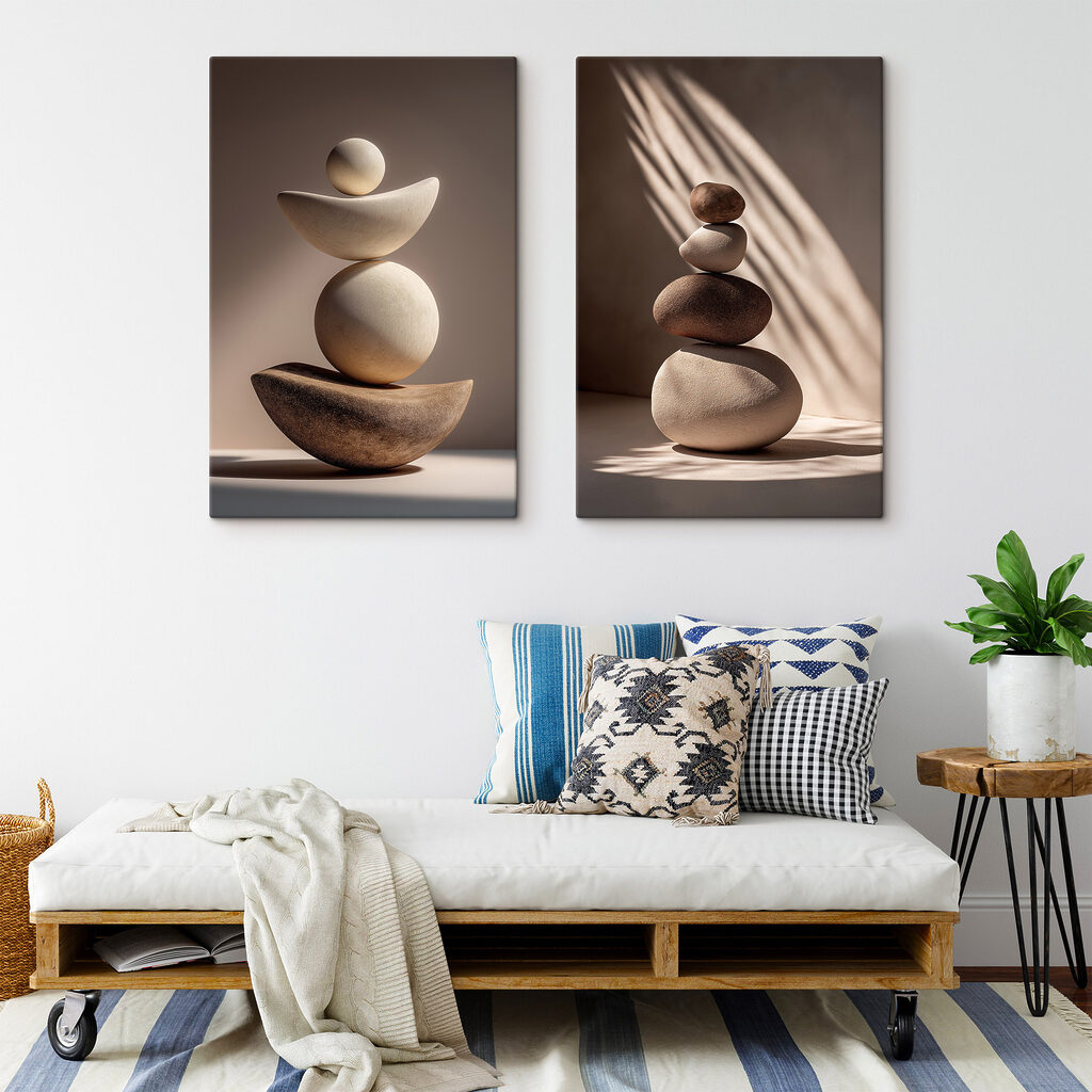 Formen stützen einander in einem Interieur