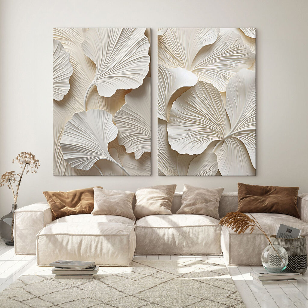 Weiße Fächer mit Falten in einem Interieur