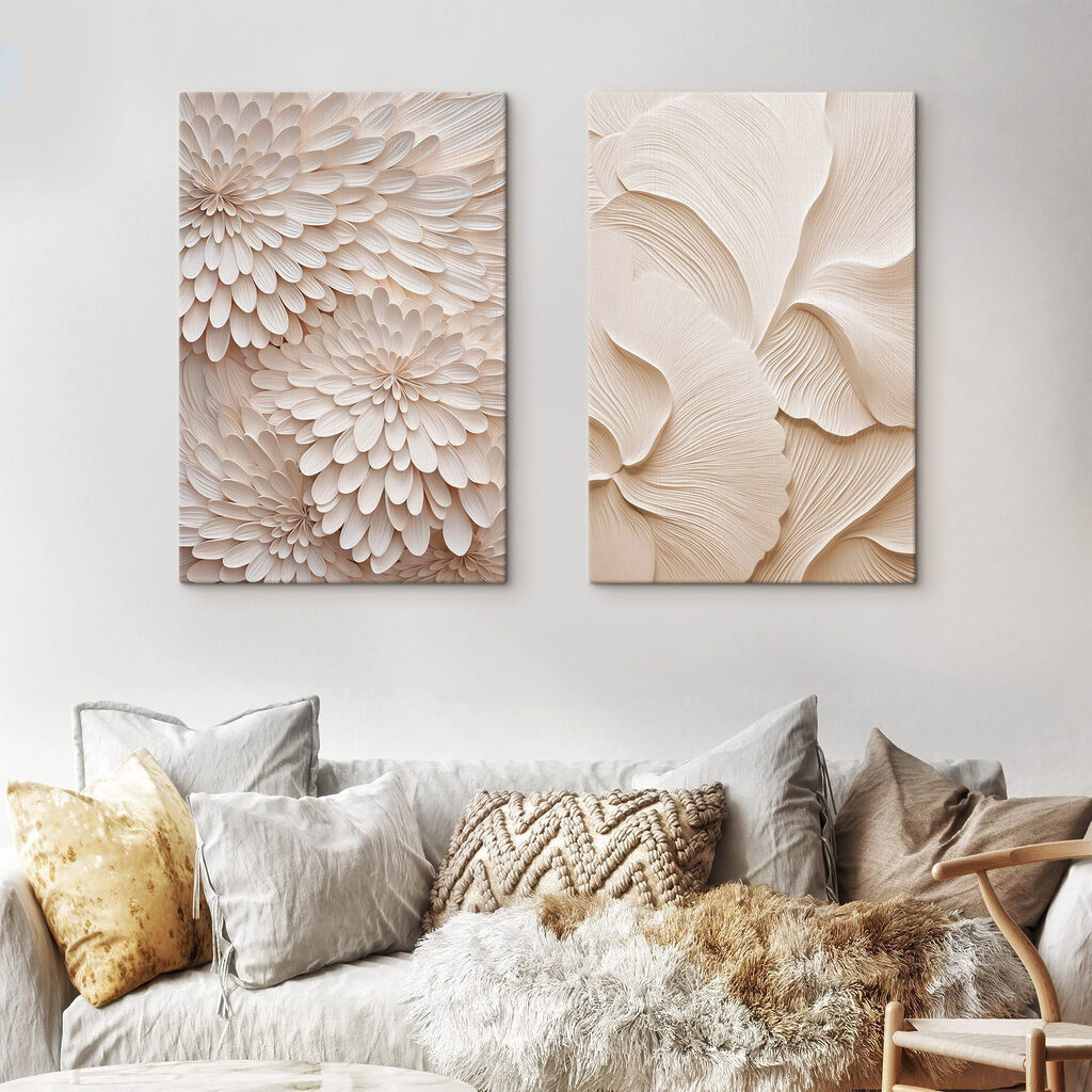 Weiße Blütencollage — Interieur 1