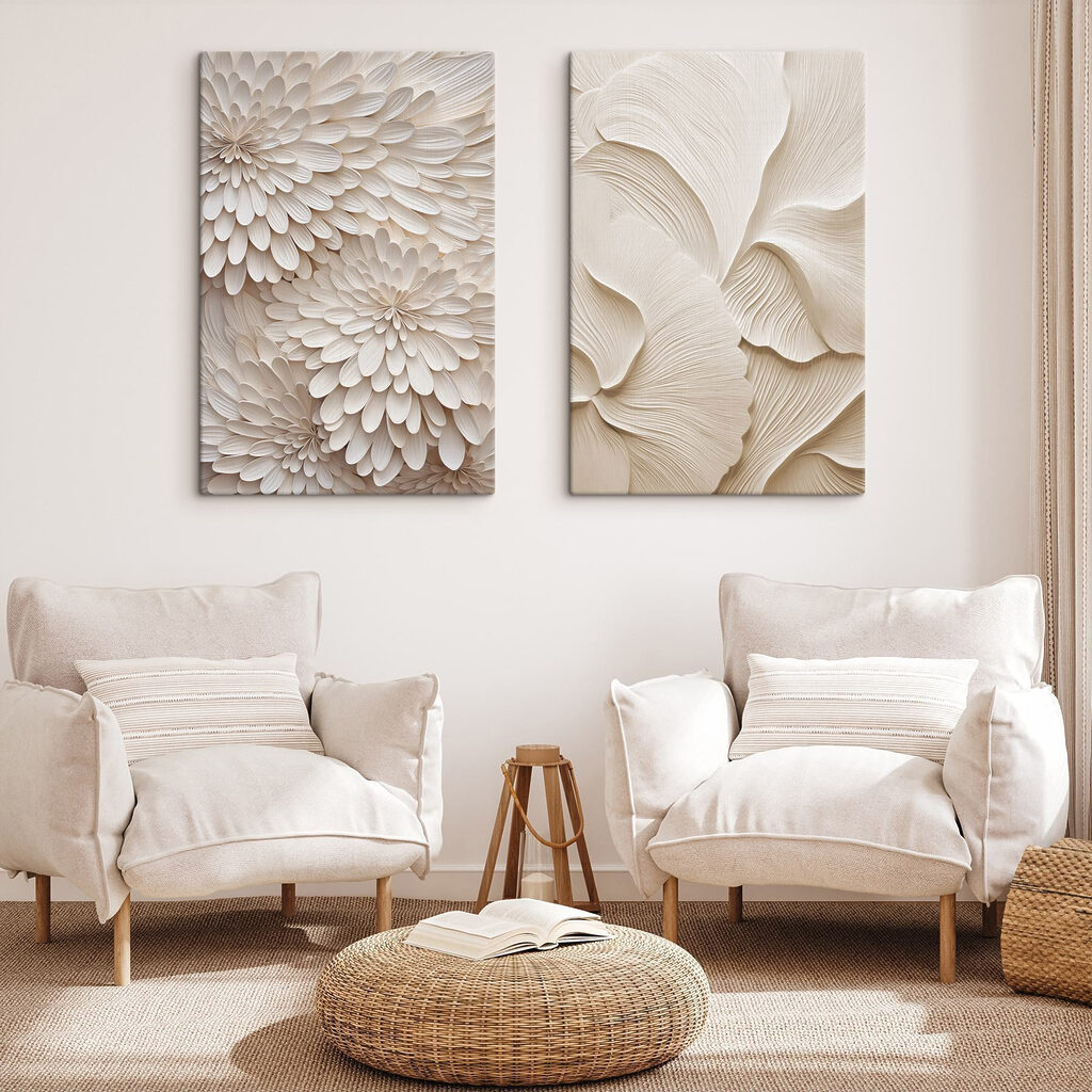 Weiße Blütencollage — Interieur 2