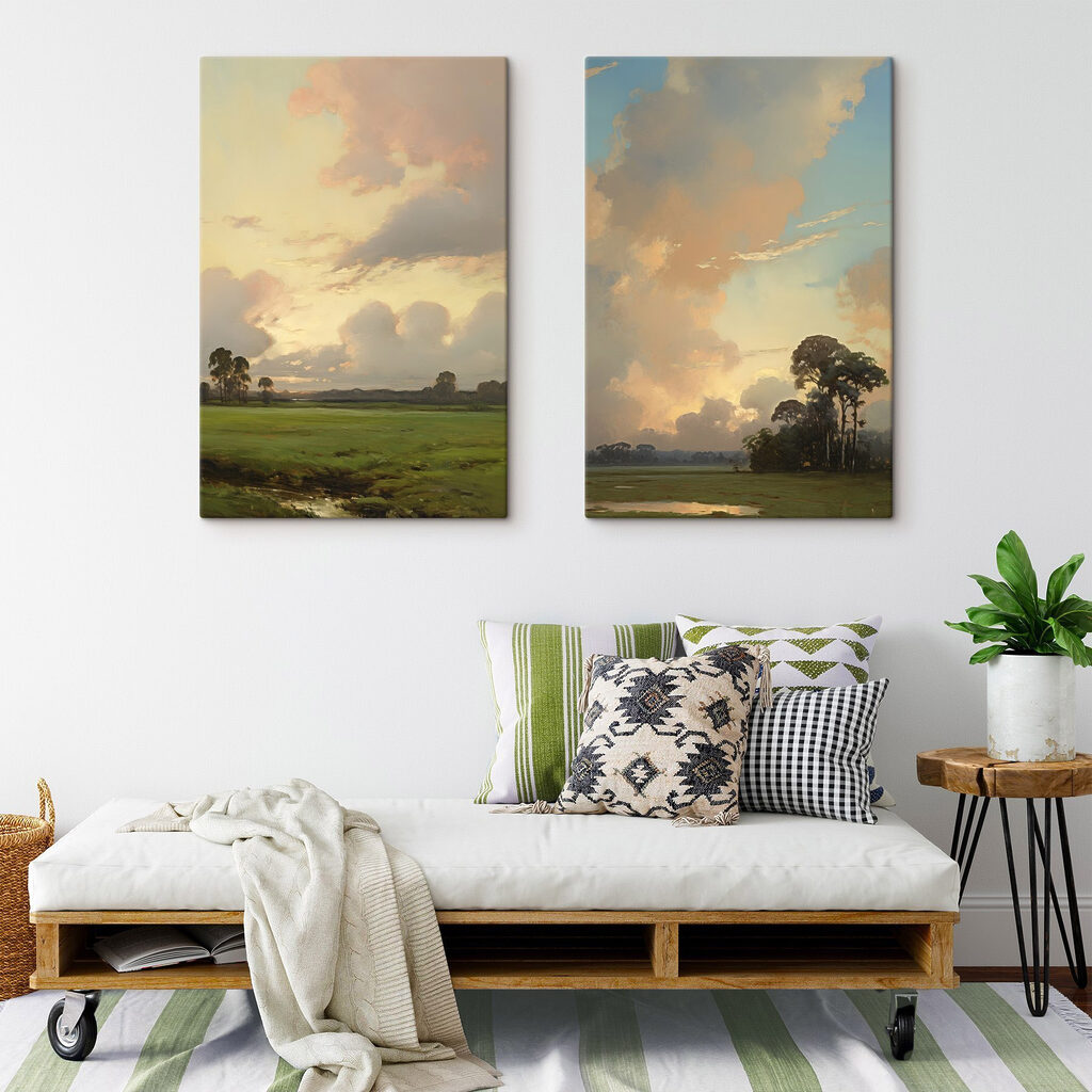 Spätes Licht über Wiesen in einem Interieur