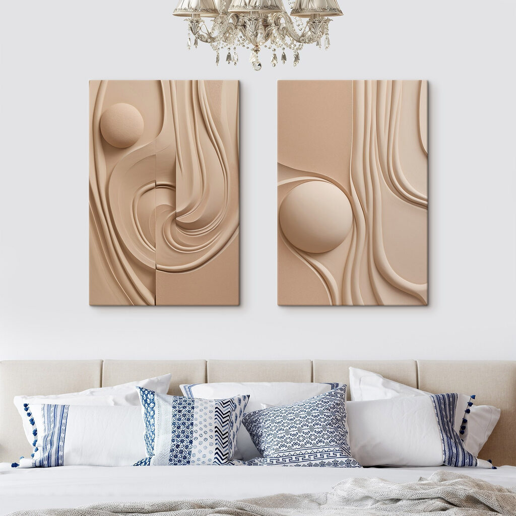 Runde Formen zwischen Fäden in einem Interieur