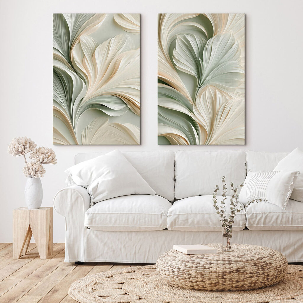 Blätter in anmutigen Falten in einem Interieur