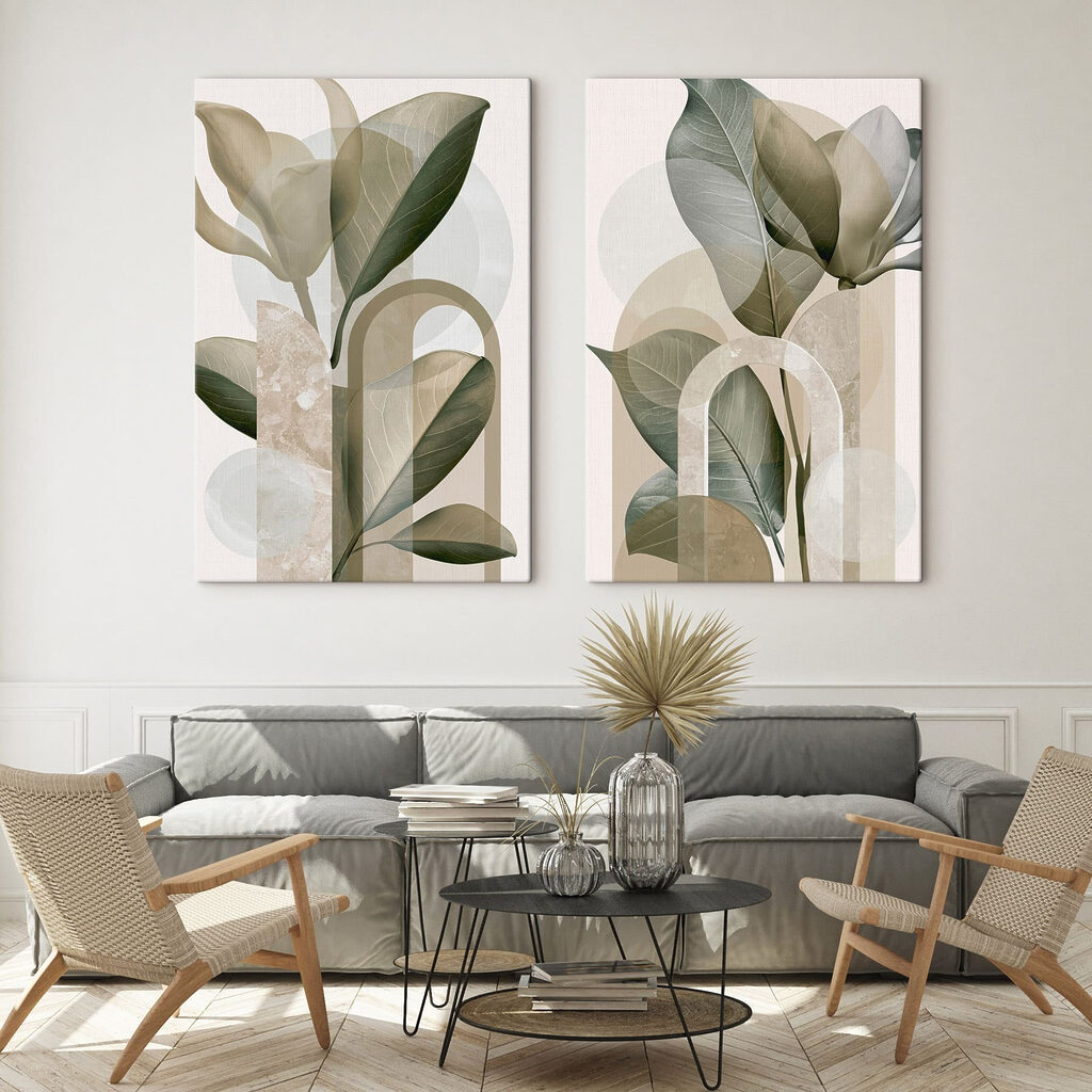 Blätter unter weiten Bögen in einem Interieur
