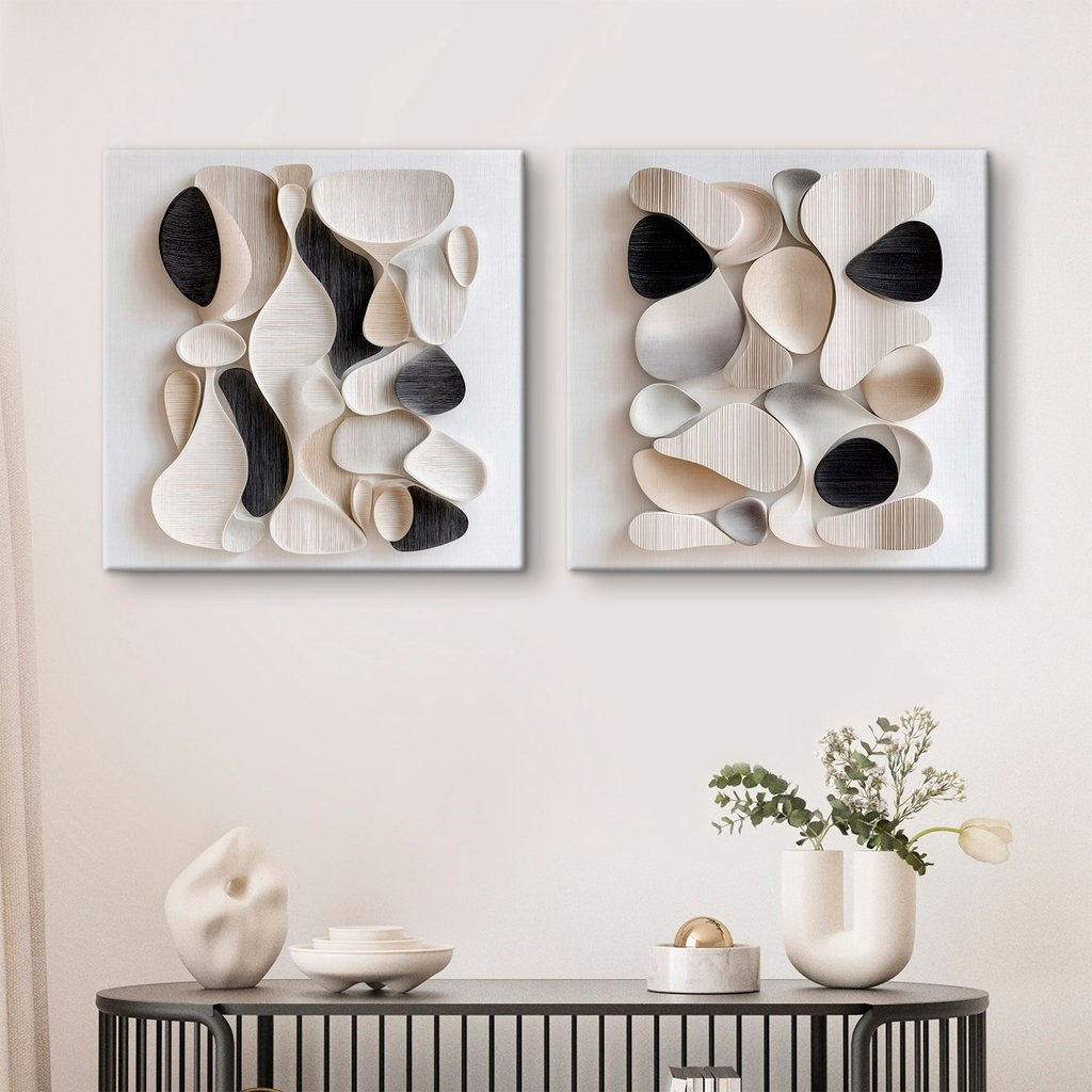 Runde Formen wie Kiesel in einem Interieur