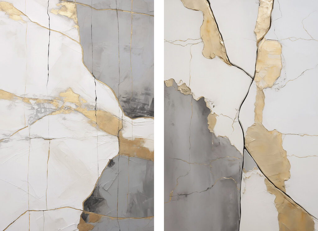 Goldene Linien an Bruchkanten — ganzes Design