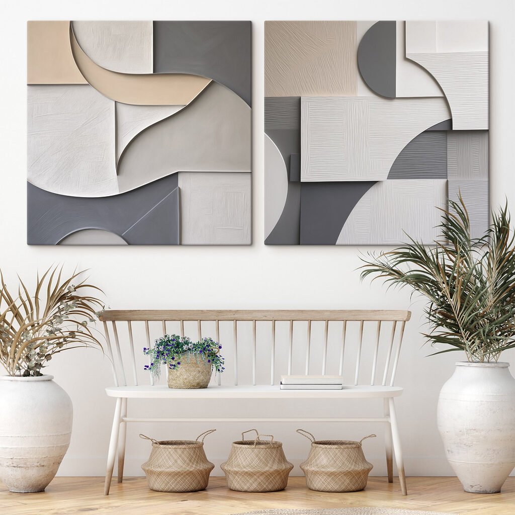 Graue Flächen mit Kurven in einem Interieur