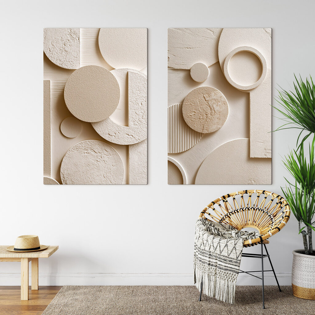 Kreise mit rauen Flächen in einem Interieur