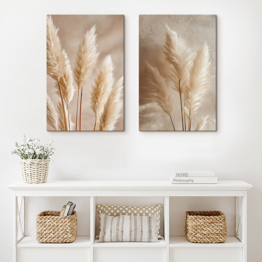 Gräser in warmem Beige in einem Interieur