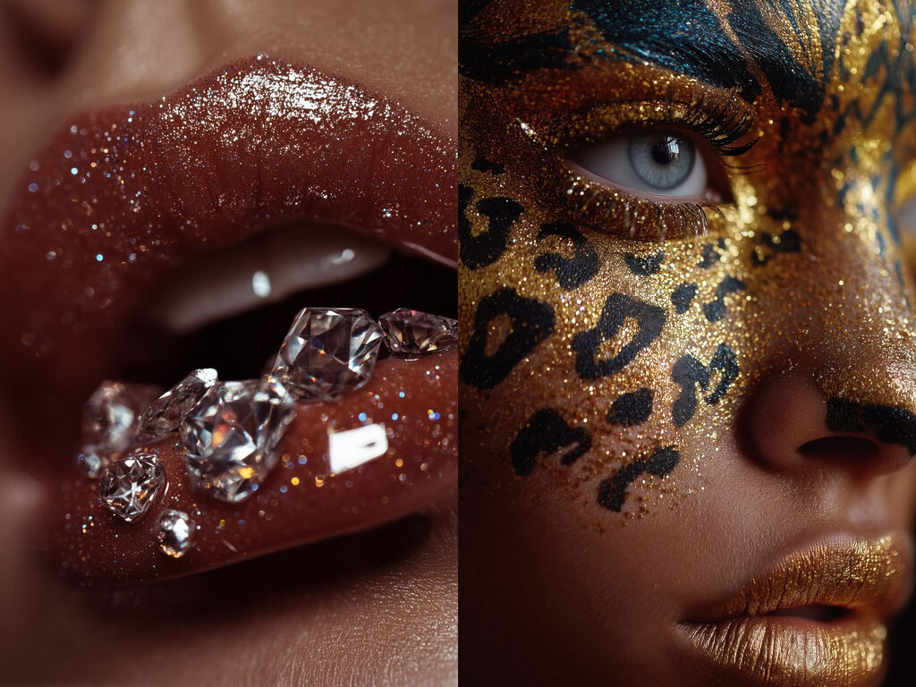Kristalle und Leopardenblick — ganzes Design
