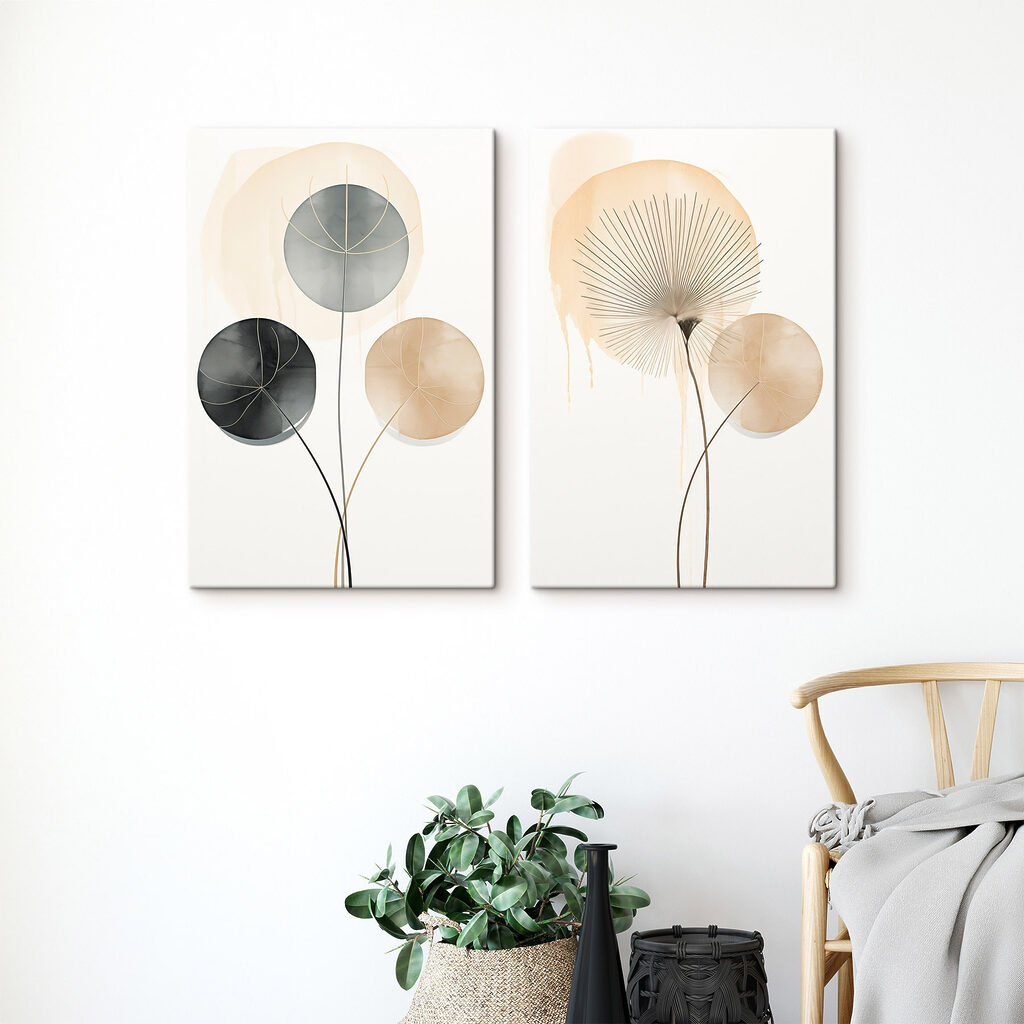 Runde Blätter und Linien in einem Interieur