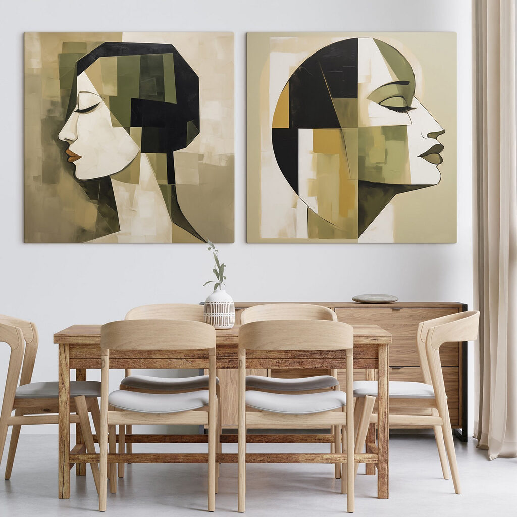Profile in Olivgrün in einem Interieur