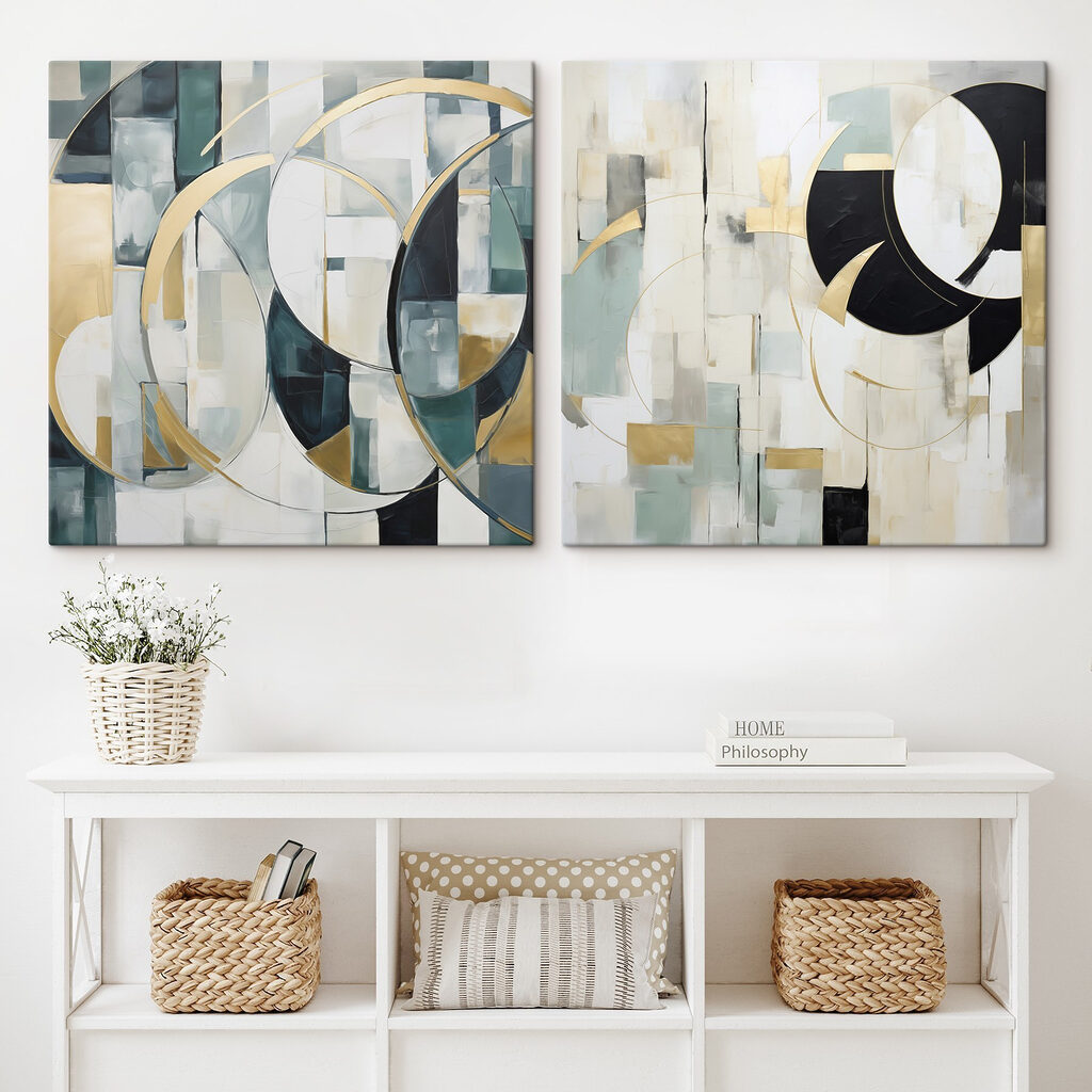 Goldene Bögen zwischen Flächen in einem Interieur