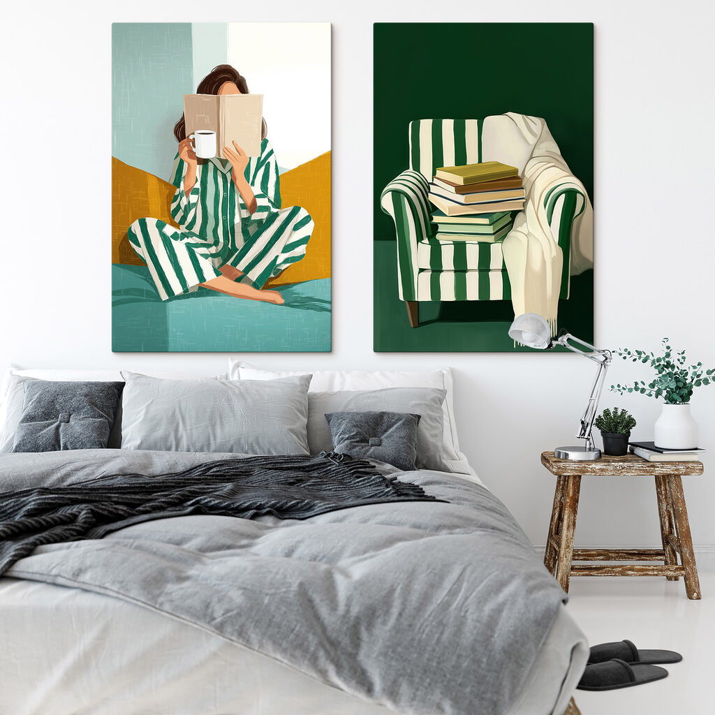 Lesestunde im Pyjama in einem Interieur