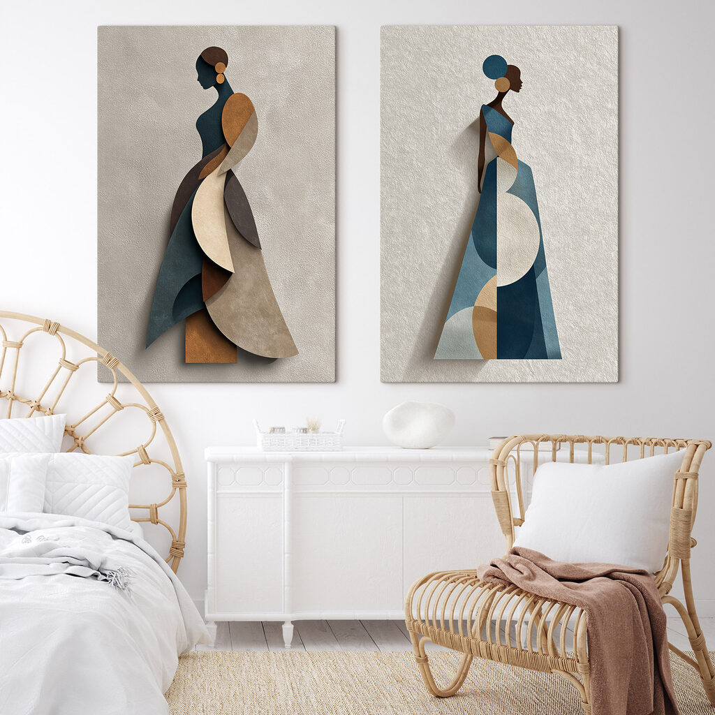 Zwei anmutige Silhouetten in einem Interieur